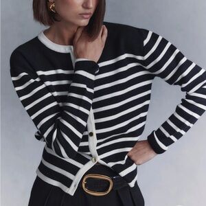 Meshki Monochrome Striped Cardigan